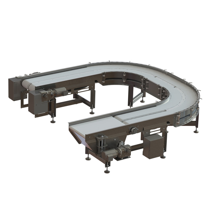 A-11363 dual lane radius conveyors